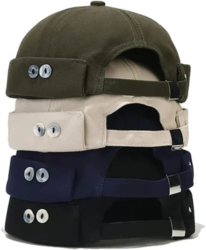 Miniatura 8 de Sombrero unisex de algodón elegante sin ala con hebilla ajustable Sailor Hip-Hop sin ala Skullcaps