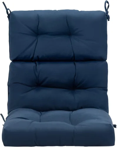 Miniatura 9 de Tangkula Cojín para silla de respaldo alto para patio, almohadillas de asiento para silla con lazos antideslizantes, cojines de repuesto