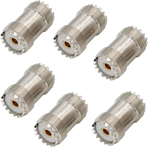 exgoofit Conector de barril SO239, paquete de 6 acopladores PL259 UHF hembra a hembra, adaptador coaxial coaxial para antena de radio CB Ham,