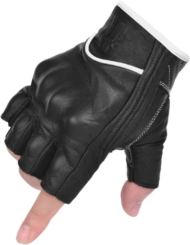 Miniatura 10 de Harssidanzar Guantes de Motocicleta sin Dedos, para Hombres Guantes de Cuero para Montar y Conducir con Nudillos de Mano GM037