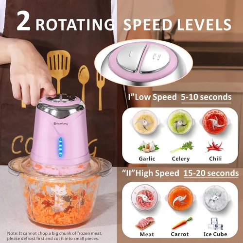 Miniatura 3 de Procesador de alimentos 6000mAh Picador de verduras inalámbrico con cuenco de vidrio de 5 tazas, picador eléctrico de carne de ajo sin BPA