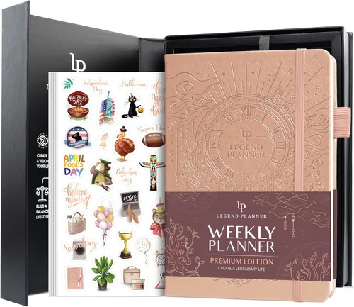 Miniatura 11 de Legend Planificador Semanal Premium – Planificador Semanal, Mensual y de Presupuesto Sin Fecha – Organizador de Vida para Gestión del Tiempo y Negro