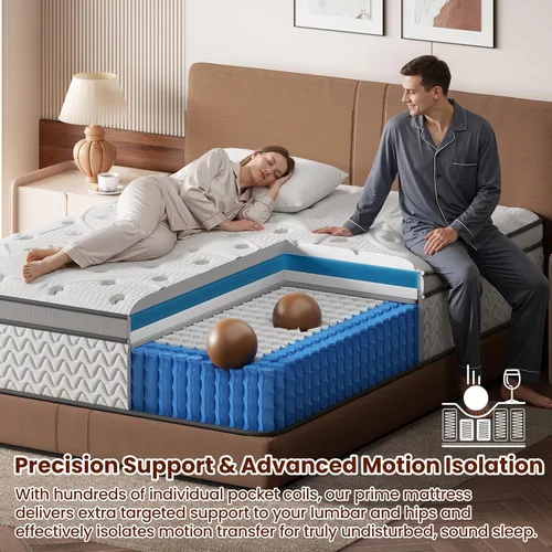 Miniatura 6 de SLEEP100 Colchón individual de 10 pulgadas – Colchones híbridos para el dolor de espalda, soporte extra lumbar y de hombros, sin fibra de vidrio