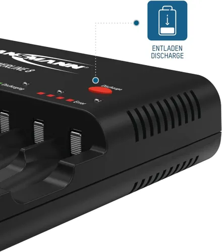 Miniatura 5 de Ansmann Powerline 8 - Cargador de batería universal para baterías recargables NiMH AAA y AA, cargador de 8 bahías más 8 baterías recargables Fujitsu
