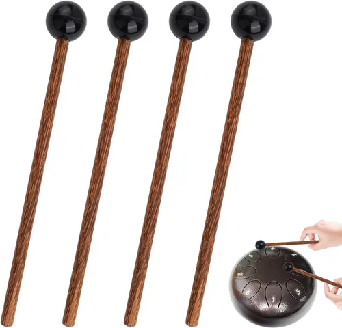 4 mazos de tambor de lengua, mazo de percusión de goma de madera pequeño de 5.9 pulgadas, mazo de xilófono de goma, palillo Glockenspiel para Bell