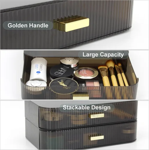 Miniatura 4 de Organizador de maquillaje con cajones apilables, organizadores y almacenamiento para tocador de baño, ideal para cosméticos, cuidado de la piel