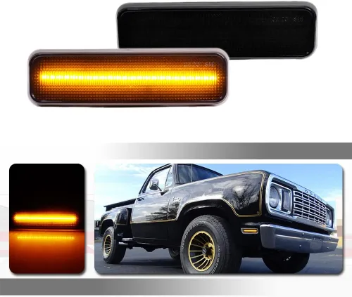 Miniatura 10 de Compatible con 1971-1993 Dodge RAM Charger D100 D150 D250 D350 Plymouth Pickup Truck Luces de Marcador Lateral del Parachoques Delantero Lente Lente