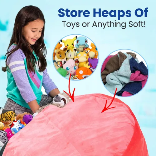 Miniatura 7 de Cheer Collection Bolsa de almacenamiento de gran tamaño, organizador de almacenamiento de juguetes de felpa para niños y silla puff con asa, bolsa