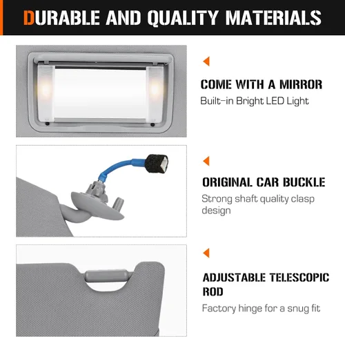 Miniatura 3 de Visera solar con luz para Honda Accord 2008-2017, repuesto de parasol gris del lado izquierdo del conductor 83280TA0A91ZB