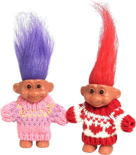 Miniatura 13 de 2 PIEZAS Muñecos Retro Lucky Troll con Suéteres Tejidos a Mano - Coloridos, Adorables, Ideales para Colecciones, Proyectos Escolares, Manualidades