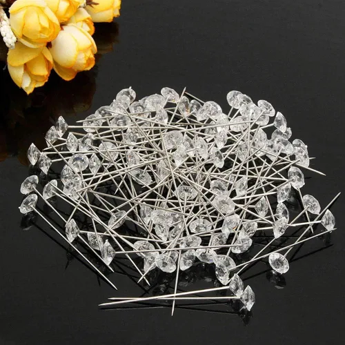Miniatura 4 de 300 alfileres de diamantes de flores de 2 pulgadas, broches de ramillete de cristal, broche de boda, alfileres de cabeza de ramillete transparentes