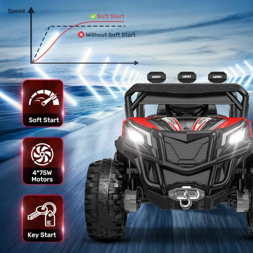Miniatura 2 de ANPABO Juguetes de paseo de 24 V para niños grandes con control remoto, motores de 4 x 75 W, máximo 4.5 MPH, conmutable 4WD/2WD, 4 amortiguadores