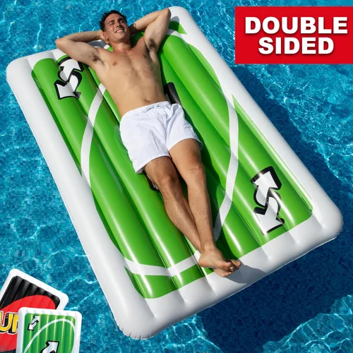 Miniatura 3 de Flotador de piscina Uno - Tarjeta inflable gigante de reversa, flotante para piscina, playa y lago, balsa de vinilo duradera, 6 pies de alto