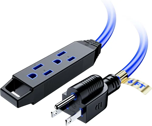 Miniatura 30 de Cable de extensión de 4 pies, paquete de 2 cables de extensión con múltiples tomas, calibre 16 (verde) certificación ETL Azul