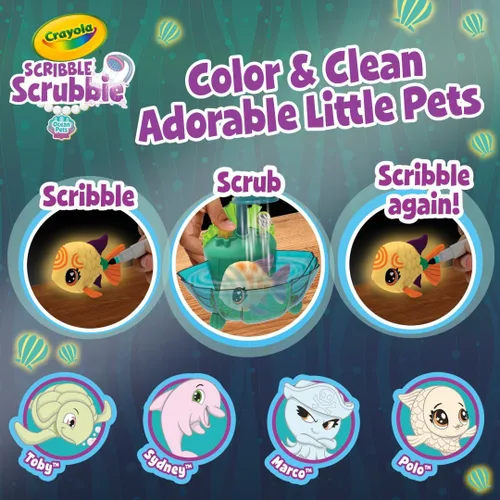 Miniatura 5 de Crayola Scribble Scrubbie Glow Lagoon Pets, Juguetes de animales marinos, regalos para niños y niñas, 3+