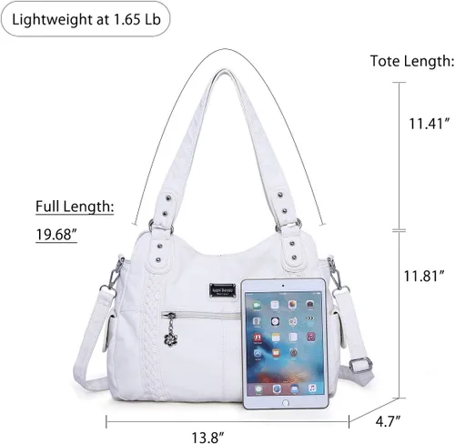 Miniatura 149 de Angel Barcelo - Bolsa de hombro amplia para mujer, diseño Hobo, cuero lavado