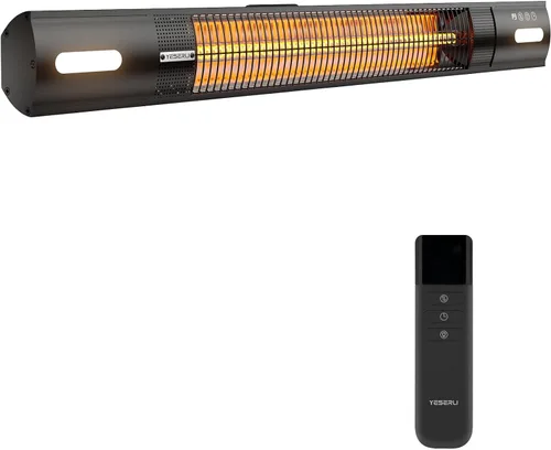 Miniatura 8 de Calentador eléctrico para patio, calentador de pared de 1500 W con control remoto y temporizador de 24 horas, calentador infrarrojo de carbono
