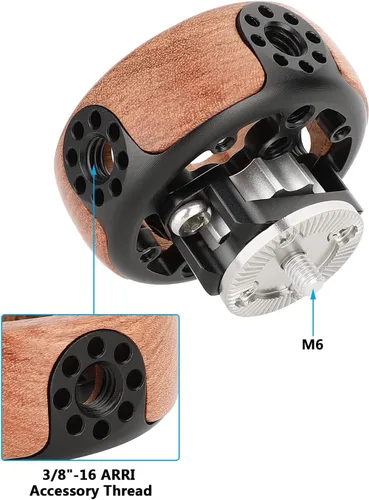 Miniatura 5 de CAMVATE Rueda de mano redonda con soporte de roseta M6 para cámara Video Mango de madera - 3217