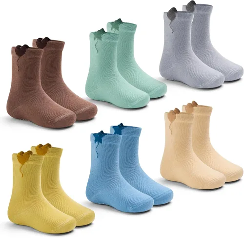 Miniatura 7 de Calcetines de algodón para bebés y niños pequeños, calcetines antideslizantes para niños, paquete de 6