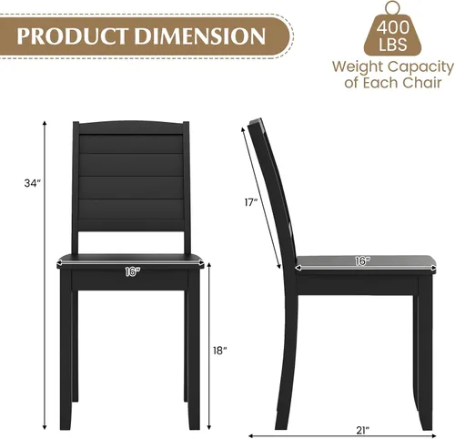Miniatura 3 de Giantex Juego de 4 sillas de comedor de madera, sillas de cocina modernas con patas de madera de goma, respaldo curvo, silla de comedor de granja