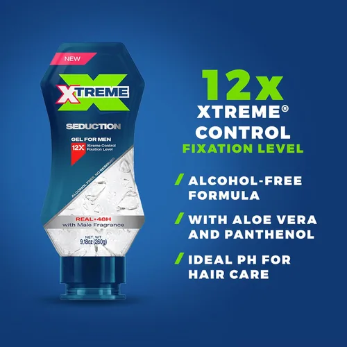 Miniatura 4 de Xtreme Gel Seduction Styling Hair Gel para hombres con aloe vera y control de 48 horas, botella exprimible de 9.17 onzas (paquete de 3)