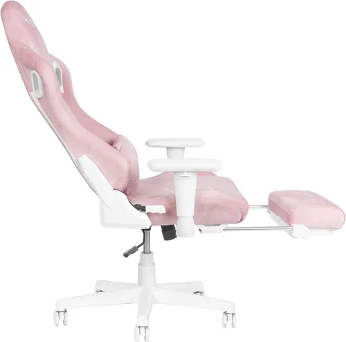Miniatura 7 de Techni Sport Silla para juegos de terciopelo rosa con reposapiés