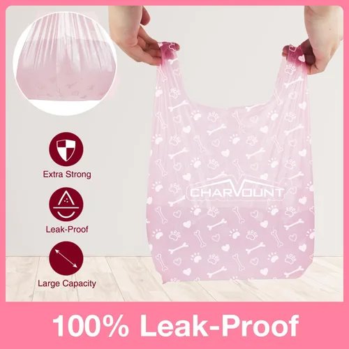 Miniatura 6 de Charmount 120 bolsas sin perfume para excremento de perro con asas, bolsa de basura extra gruesa de 16 x 8 pulgadas, a prueba de fugas y fácil