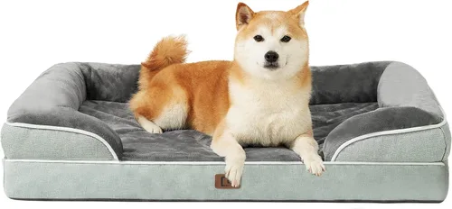 Miniatura 62 de EHEYCIGA - Cama ortopédica para perro grande, impermeable, de espuma viscoelástica y espuma tipo caja de huevos, bordes elevados, antideslizante