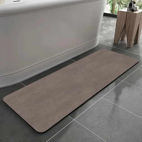 Miniatura 40 de MontVoo -Tapete de baño-Alfombras de baño delgadas antideslizantes para debajo de la puerta- Superficie de gamuza sintética absorbente, de secado