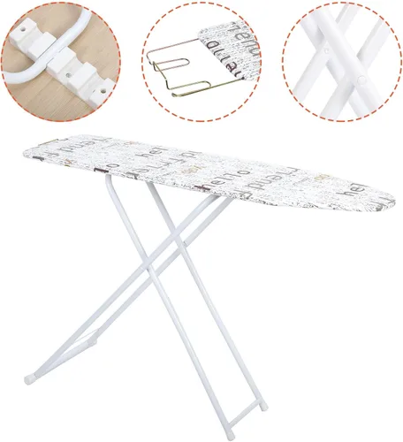 Miniatura 9 de Tabla de planchar de tamaño completo, 42"x12" Tabla de planchar compacta resistente con descanso para plancha, cubierta resistente al calor
