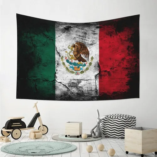 Miniatura 4 de LIYAKITO Tapiz de bandera de México, águila, para colgar en la pared, decoración artística de pared para dormitorio, sala de estar, dormitorio, Retro