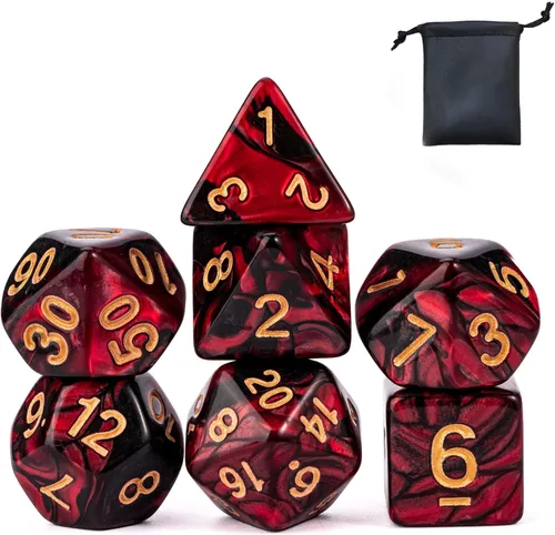 Miniatura 12 de Juego de 8 Sets de Dados Poliédricos D&D, Juego de 56 Dados DND con 2 Bolsas de Cuero Grandes para Juegos de Mesa RPG