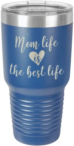 Miniatura 12 de Vaso grabado con texto en inglés "MOM LIFE IS THE BEST LIFE Engraved 30oz" grabado con láser en polvo de acero con revestimiento de polvo taza