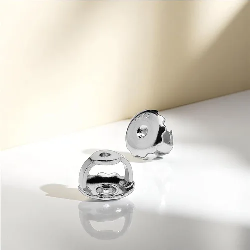 Miniatura 6 de Everyday Elegance Pendientes sólidos de oro blanco de 14 quilates con dos piezas de repuesto para parte trasera de arete Tornillo roscado para par