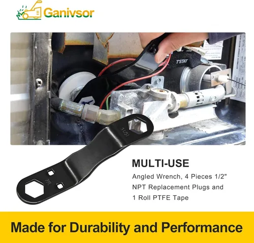 Miniatura 6 de Ganivsor Kit de tapón y llave de drenaje para calentador de agua para caravana, tapones de drenaje para calentador de agua, adecuado para tapones