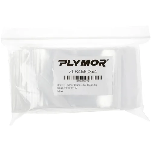 Miniatura 6 de Plymor 3 x 4 pulgadas (caja de 1000), bolsas de plástico con cierre de cremallera resistentes de 4 mil