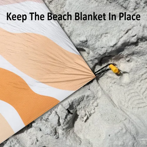 Miniatura 5 de Manta de playa impermeable a prueba de arena, 78 x 86 pulgadas, alfombra de playa grande para 2-4 adultos con estacas, libre de arena, de secado