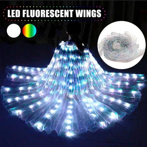 Miniatura 9 de CALIDAKA Alas LED Isis alas LED de danza del vientre alas LED de Isis alas de mariposa LED alas de ángel brillantes LED con palo telescópico
