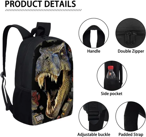 Miniatura 7 de HUGS IDEA Juego de 3 bolsas escolares con aislamiento térmico para el almuerzo, estuche para lápices