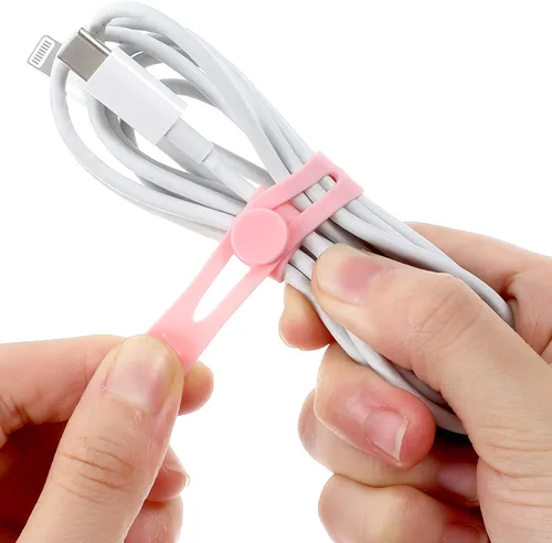 Miniatura 3 de 42 bridas de silicona reutilizables para cables, multiusos, organizador de cables elásticos multiusos para cables y cables de carga para oficina