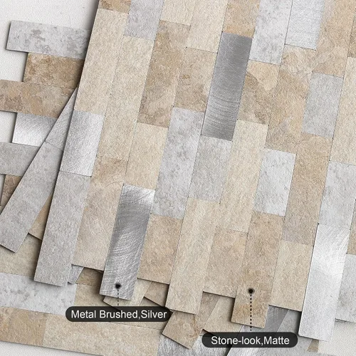 Miniatura 2 de BeNice Adhesivos para azulejos de cocina, ladrillo 3D mate, azulejos adhesivos de mosaico lineal para baño, ducha, pared, chimenea, entorno