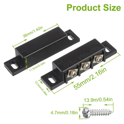Miniatura 2 de Interruptor magnético de láminas normalmente abierto y normalmente cerrado NC NO interruptor de proximidad magnético para alarma de puerta
