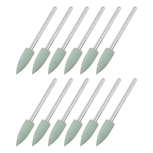 Miniatura 12 de uxcell Piedra montada abrasiva de 80 granos 0.093 in vástago de 1/4 "(6 mm) de diámetro cabezas puntiagudas ruedas de pulido y pulido de piedra