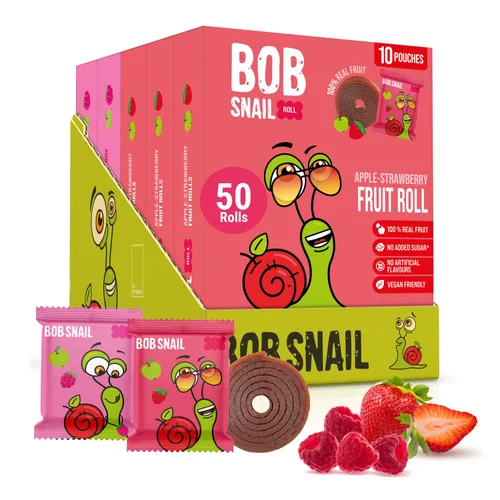 Miniatura 10 de Bob Snail Rollos de frutas – Arándanos y frambuesa, 50 unidades, aperitivos de frutas naturales, veganos, sin azúcar añadido, aperitivo para niños