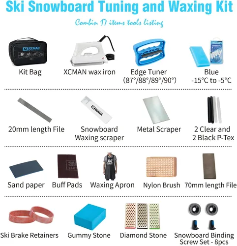 Miniatura 5 de XCMAN Kit completo de depilación con cera para esquí, snowboard, encerado, afinador de borde lateral, reparación de base de Ptex, piedras gomosas