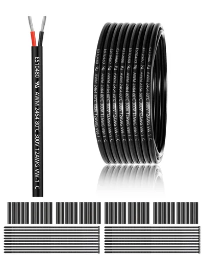 Miniatura 37 de Cable eléctrico de calibre 12 y 2 conductores de 25 pies, cable de 12 AWG UL 2464 de 2 hilos de cobre estañado trenzado en PVC de calibre 12/2