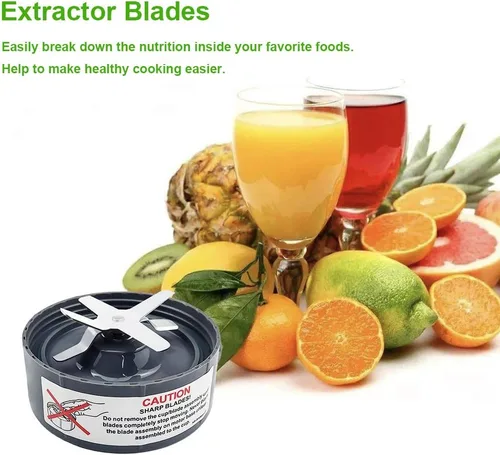 Miniatura 6 de 7 piezas de repuesto de cuchilla mezcladora extractor cruz cuchilla compatible con Nutribullet 600W y Pro 900W 7 piezas (1 hoja extractora)