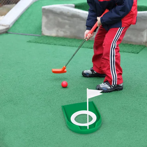 Miniatura 8 de Hooqict Taza de golf y bandera para práctica en interiores, ayudas de entrenamiento de plástico para niños y adultos, para interiores y exteriores