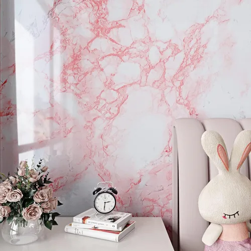 Miniatura 4 de Livelynine - Papel adhesivo impermeable de mármol rosa para encimeras, papel de contacto de mármol para pegar y quitar, papel pintado adhesivo