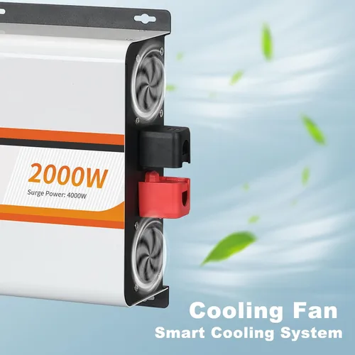 Miniatura 9 de Inversor de onda sinusoidal pura de 2000 W, convertidor de 12 V CC a 120 V CA para vehículos, barco, campamento, sistema solar al aire libre